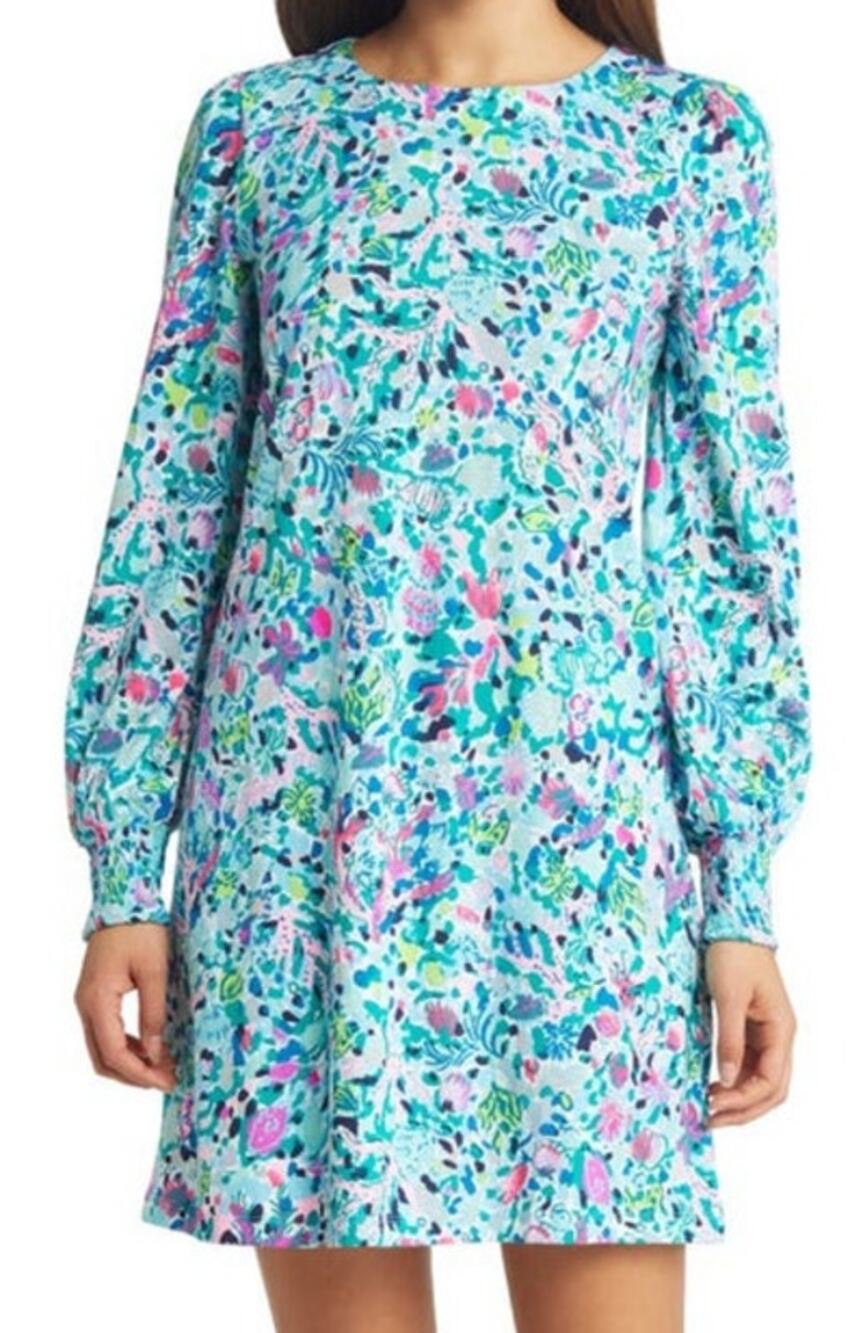 Lilly Pulitzer Diann Floral Long Sleeve Cotton Dress Women's Size XXS EUC